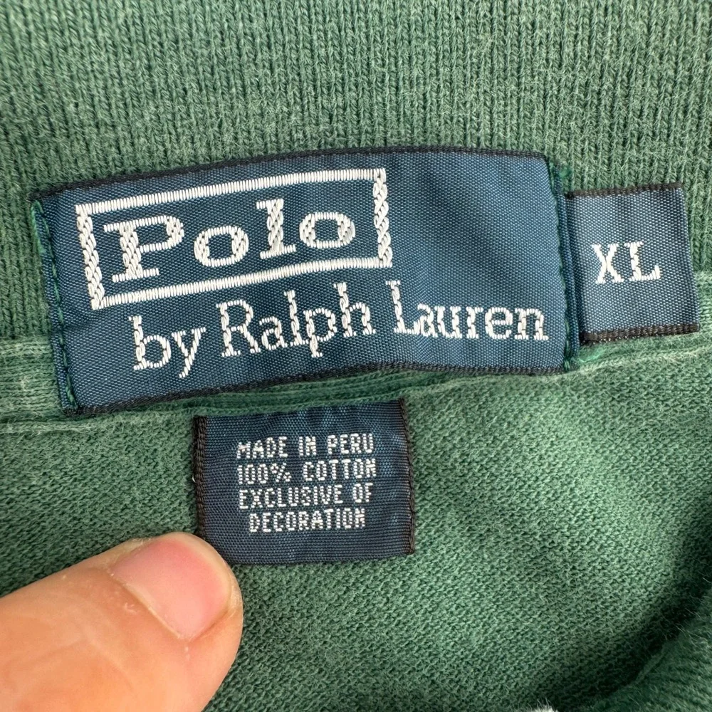Polo Ralph Lauren Mens XL Green Short Sleeve Cotton Pique Polo Shirt Red Pony